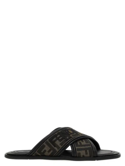 Fendi Logo Slides In Black