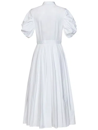 Alexander Mcqueen Organic Cotton Midi Dress In White