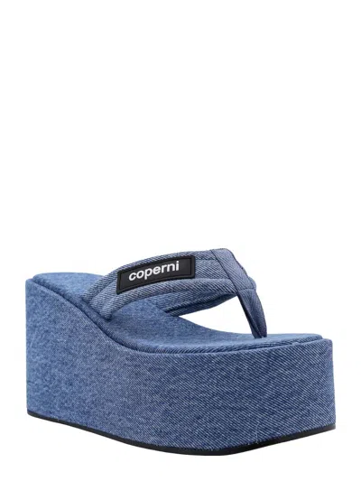Coperni 'branded Wedge' Sandals In Blue