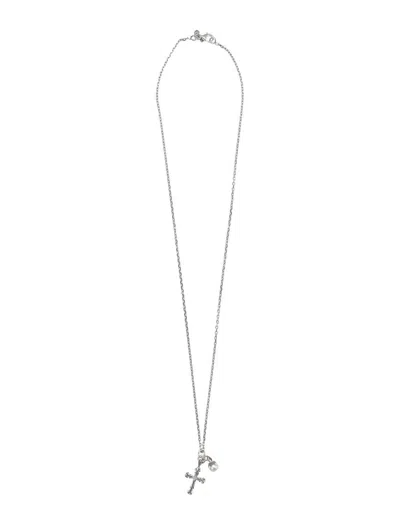 Emanuele Bicocchi Necklace Cross And Pearl In Silver