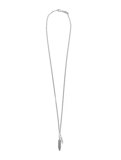 Emanuele Bicocchi Double Feather Necklace In Silver