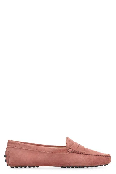 Tod's Gommino Suede Loafers In Pink