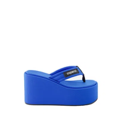 Coperni Logo-appliqué Wedge Sandals In Blue