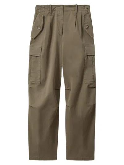 Reiss Womens Khaki Indie Front-pleat Tapered-leg Stretch-cotton Trousers