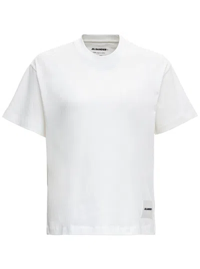 Jil Sander Set Of Three White Cotton T-shirts With Logo