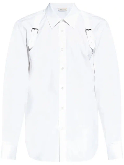 Alexander Mcqueen Buckle-detail Poplin Shirt In White