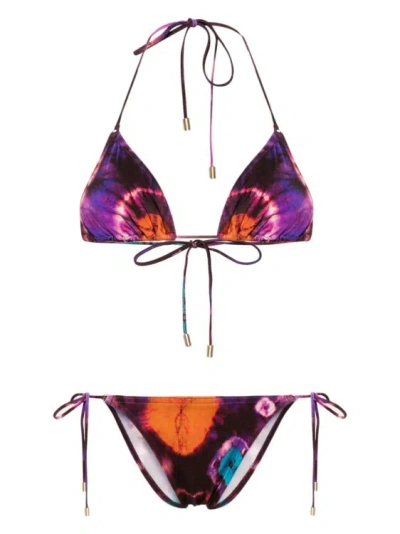 Zimmermann Womens Tie Dye Multi Acadian Tie-dye Triangle Bikini Set In Multicolor