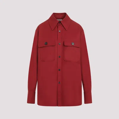 Saint Laurent Cotton Twill Shirt In Red