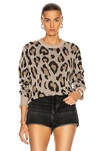 R13 Leopard Cashmere Crewneck Sweater,R13-WK30