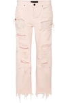 ALEXANDER WANG RIVAL CROPPED DISTRESSED HIGH-RISE STRAIGHT-LEG JEANS