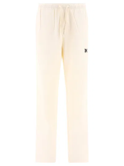 Palm Angels Off-white Monogram Travel Sweatpants In Off White