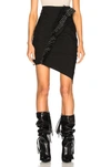 SAINT LAURENT SAINT LAURENT GABARDINE RUFFLE TRIM PLEATED MINI SKIRT IN BLACK,492055 Y239W