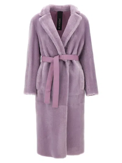 Blancha Long Coat Fur In Purple