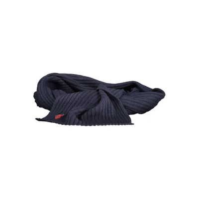 U.s. Polo Assn Blue Wool Scarf In Black