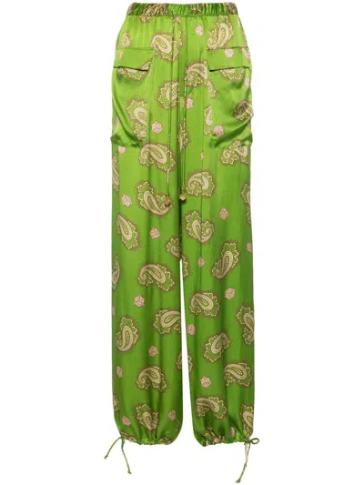 Alemais Dice Silk Wide-leg Trousers In Green