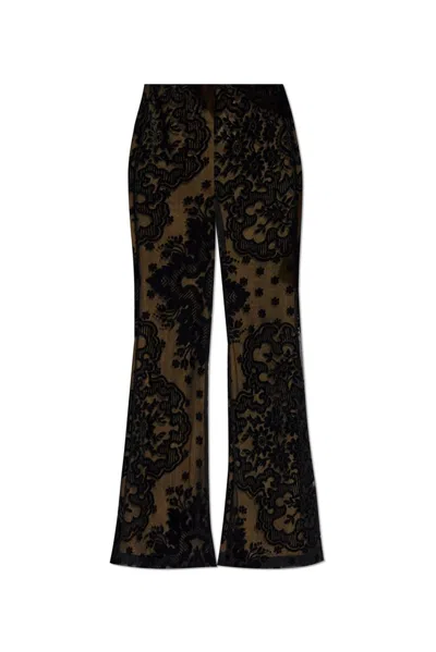 Etro Floral Pattern Trousers In Black