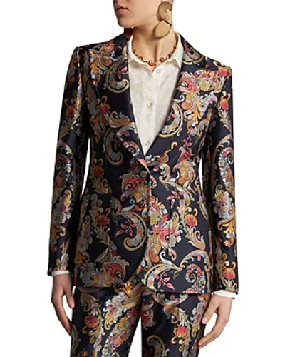 Etro Paisley Jacquard Wide Lapel Jacket In Multi-color