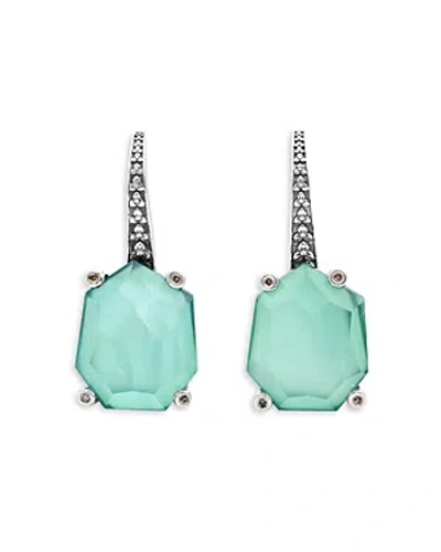 Stephen Dweck Galactical Natural Quartz & Green Onyx Earrings With Champagne Diamonds, 0.08 Ct. T.w. In Blue/silver