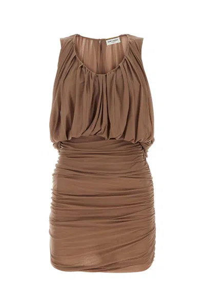 Saint Laurent Dress In Brown