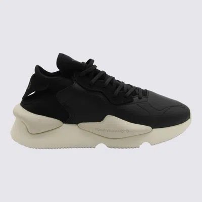 Y-3 Adidas Black And White Leather Kaiwa Sneakers In Black/off White/clear Brown