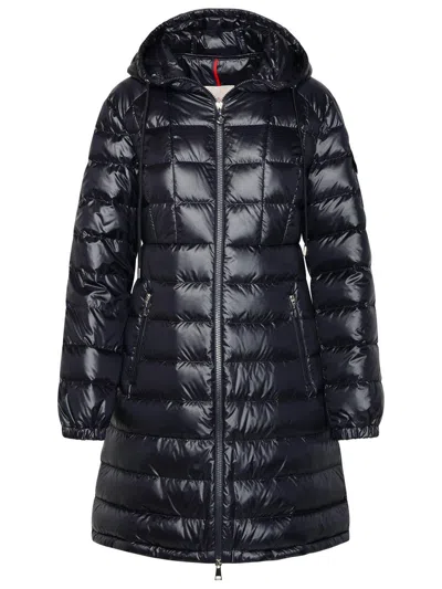 Moncler Logo Patch Hooded Jacket In Blue