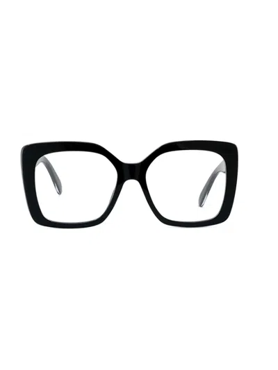 Stella Mccartney Logo-engraved Square-frame Glasses In Black