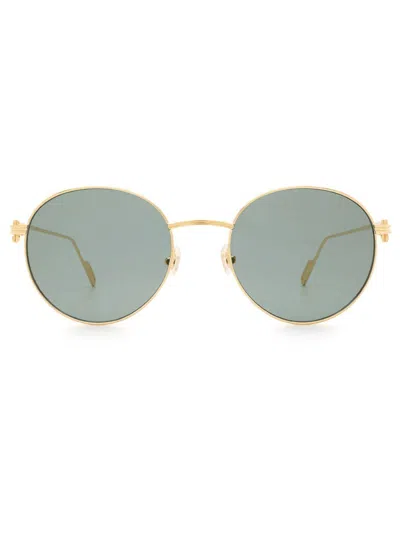 Cartier Round Frame Sunglasses In 005 Gold Gold Green