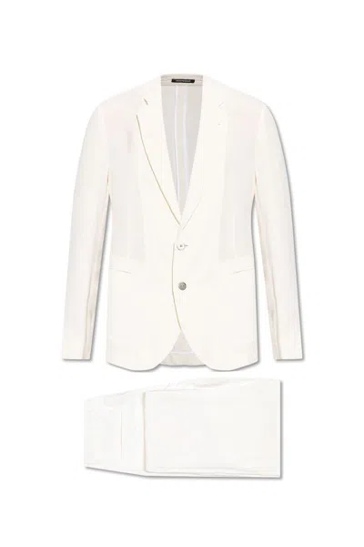 Emporio Armani Single Breasted Suit In Ivory