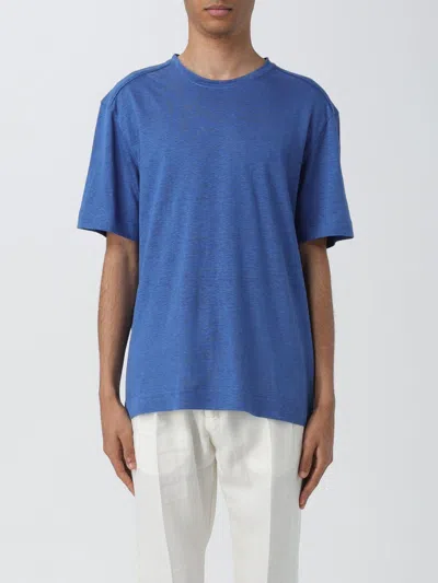 Zegna Short-sleeve Linen T-shirt In Blue
