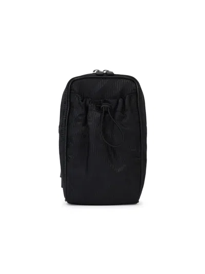Burberry Check-jacquard Phone Bag In Black