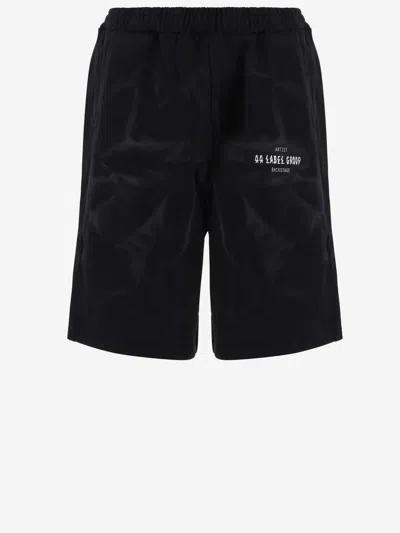 44 Label Group Cotton Bermuda Shorts With Logo In Nero