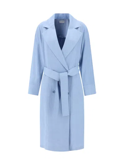 P.a.r.o.s.h Double-breasted Trench Coat In Blue