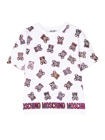 Moschino Kids' T-shirt Con Logo In White Toy Animalier