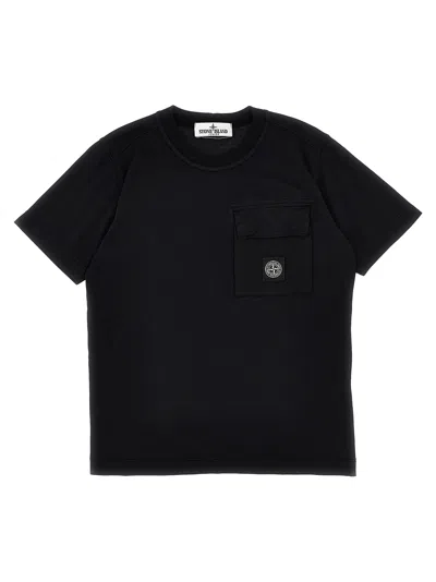 Stone Island Junior Kids' Compass-patch Cotton T-shirt In Blue