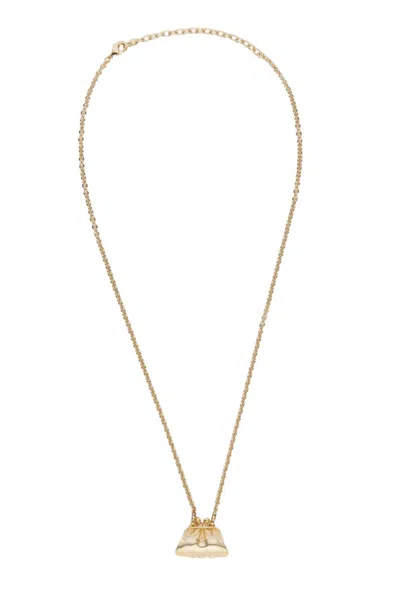 Weekend Max Mara Logo Engraved Necklace In Gold