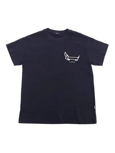 Il Gufo Kids' Dachshund-embroidered Cotton T-shirt In Blue