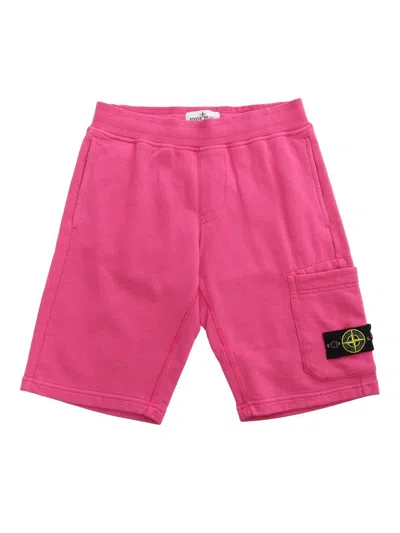 Stone Island Junior Kids' Compass-badge Cotton Shorts In Pink