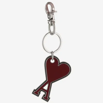 Ami Alexandre Mattiussi Keychain With Logo In Silver/red