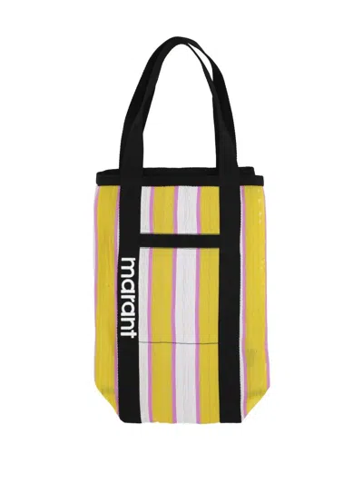 Isabel Marant Warden Striped Top Handle Bag In Yellow