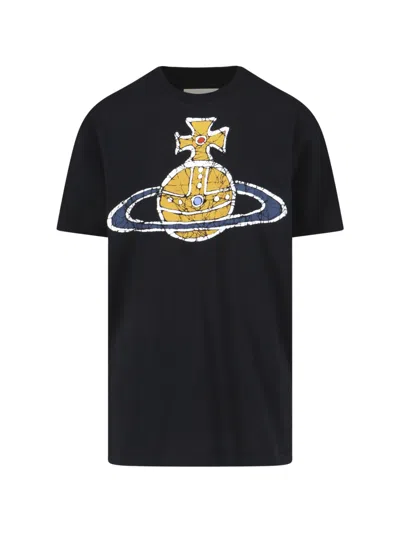 Vivienne Westwood Navy Time Machine T-shirt In Black