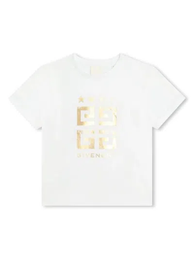 Givenchy Kids' Girl's Metallic 4g Logo T-shirt In White