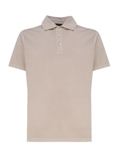 Fay Polo T-shirt In Cotton In Beige