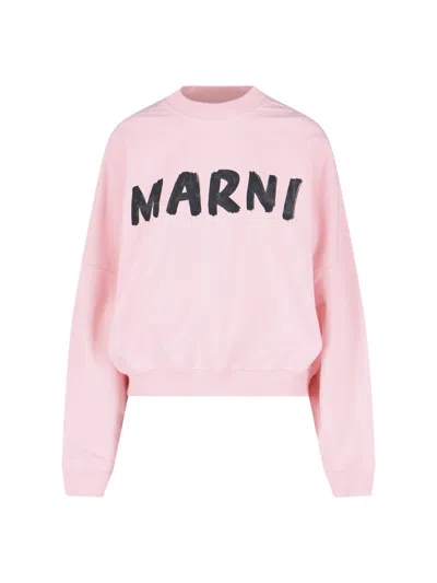 Marni Logo Crewneck Sweatshirt In Rosa