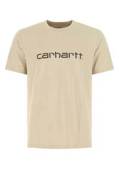 Carhartt Cappuccino Cotton S/s Script T-shirt In Beige
