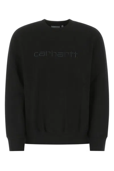 Carhartt Black Cotton Blend  Sweatshirt In Nero