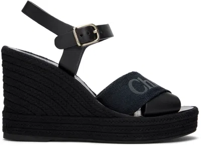 Chloé Black Piia Wedge Heeled Sandals In 001 Black