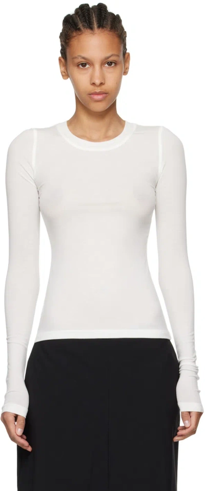 Fax Copy Express White 'the Round Neck' Long Sleeve T-shirt