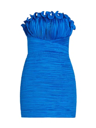 Amur Ashtyn Pleated Strapless Mini Dress In Dark Blue