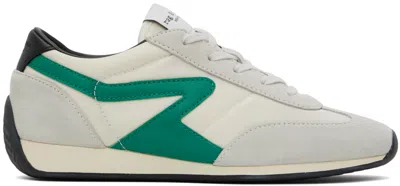 Rag & Bone White & Green Retro Runner Slim Sneakers In Whtgrn