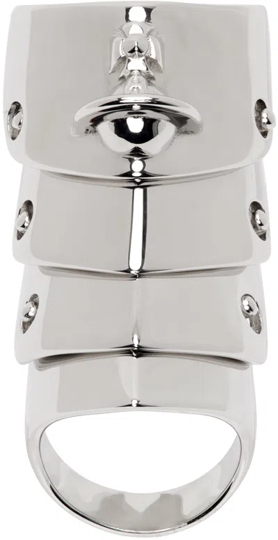 Vivienne Westwood Silver Armour Ring In Platinum